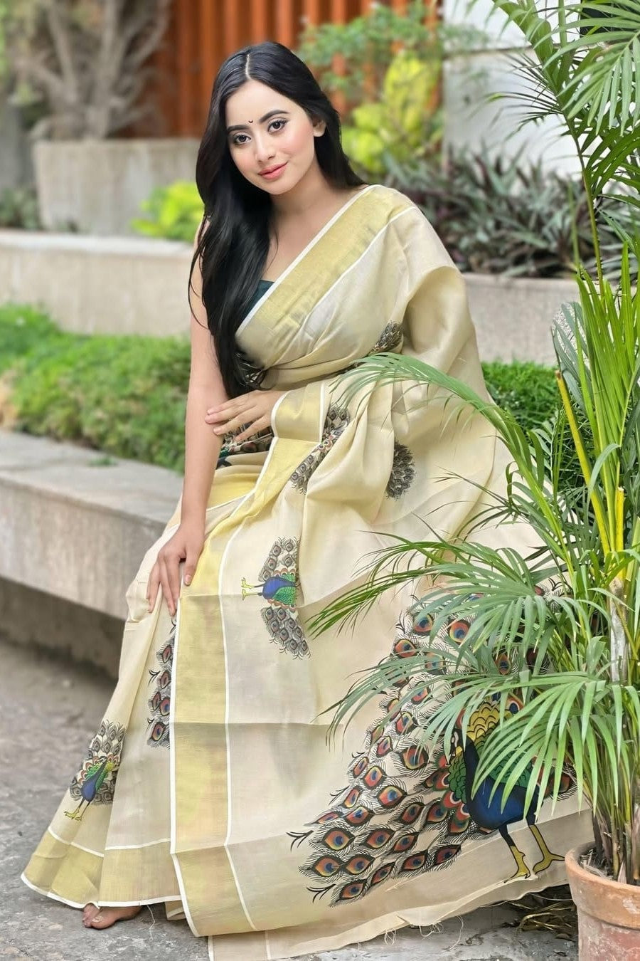 Premium Golden Tissue Saree