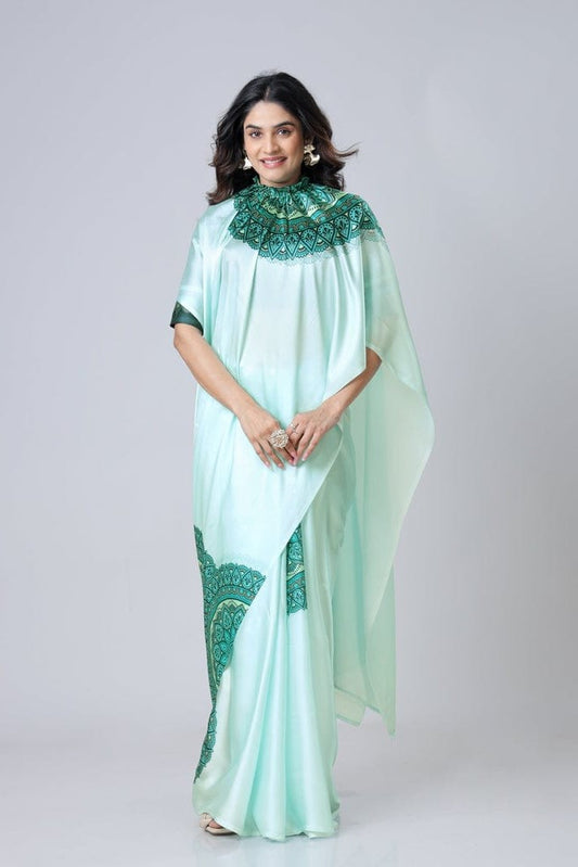 Free Hand Stylish Satin Georgette Saree