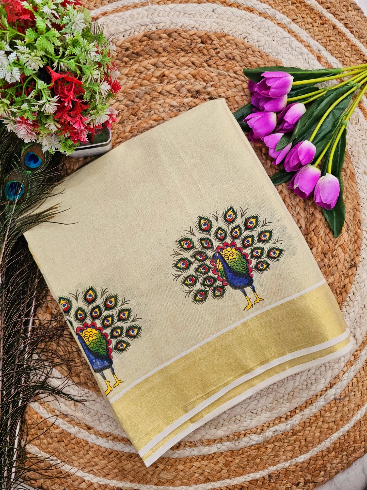 Premium Golden Tissue Saree