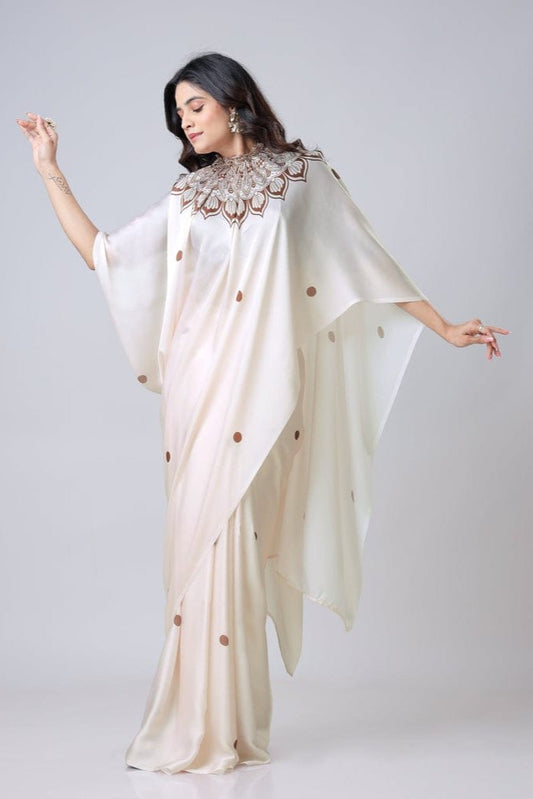 Free Hand Stylish Satin Georgette Saree