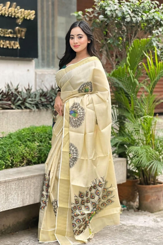 Premium Golden Tissue Saree