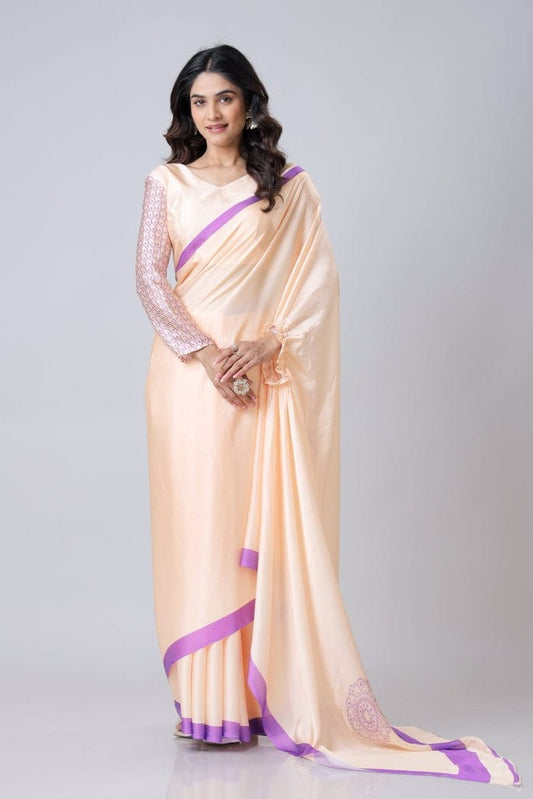 Free Hand Stylish Satin Georgette Saree