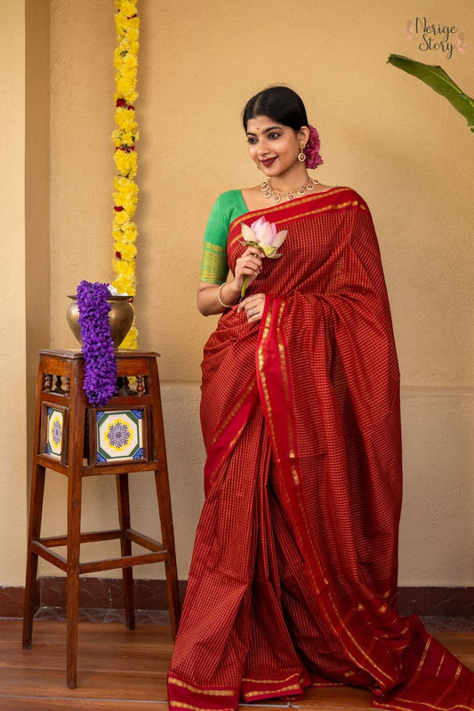 Premium Arani Checked Cotton Sarees