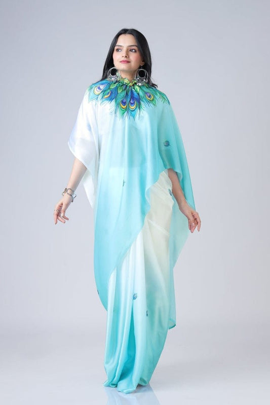 Free Hand Stylish Satin Georgette Saree