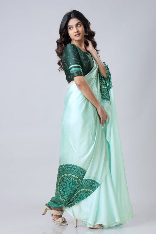 Free Hand Stylish Satin Georgette Saree