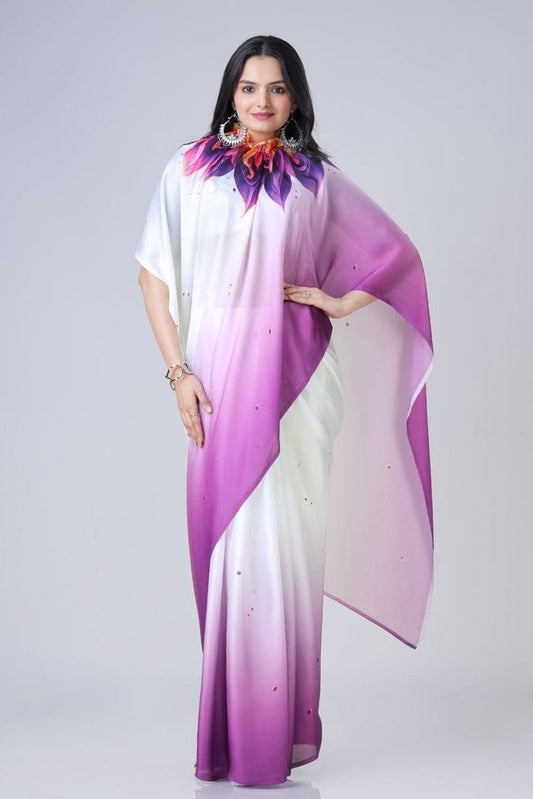 Free Hand Stylish Satin Georgette Saree