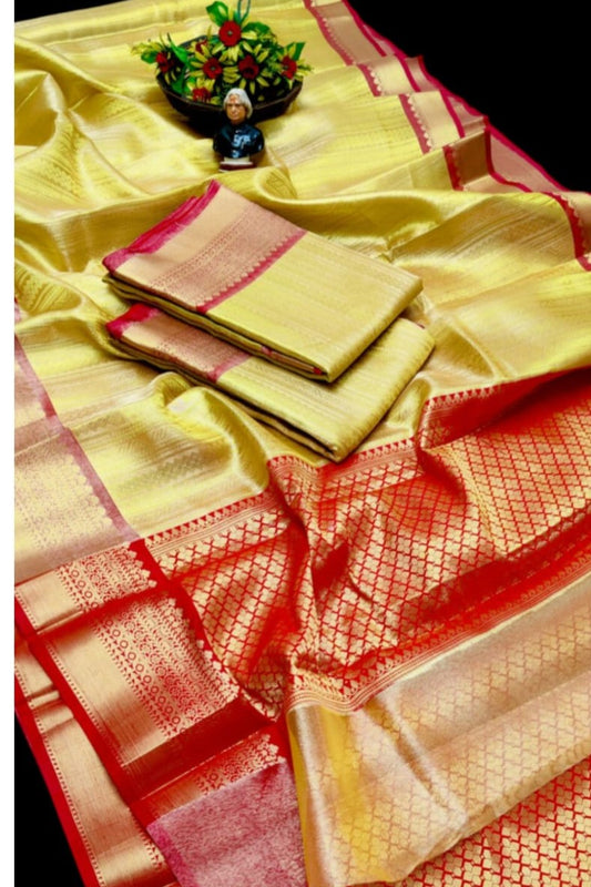 Banarasi Soft Tissue Silk Sarees - Yellow