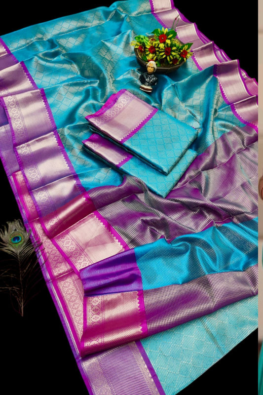 Banarasi Soft Tissue Silk Sarees Teal Blue