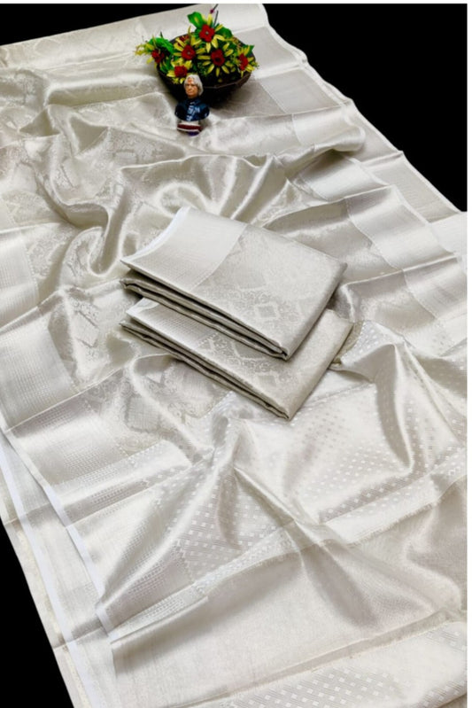 Banarasi Soft Tissue Silk Sarees Silver