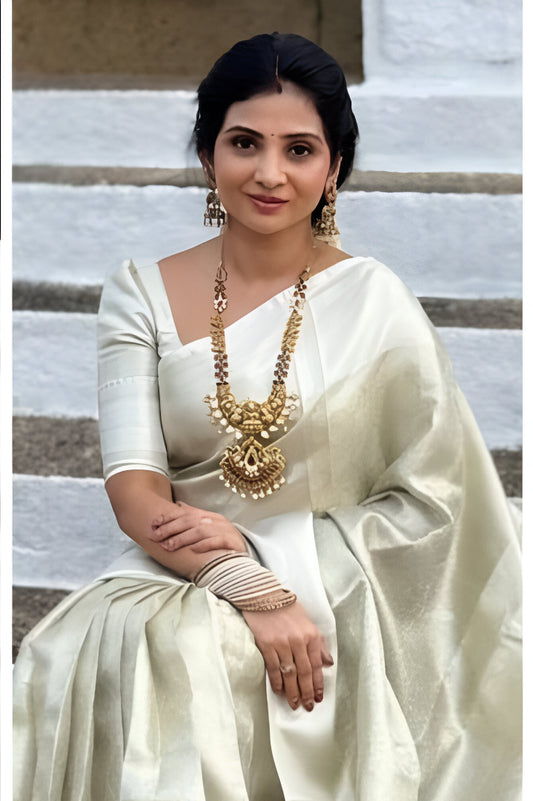 Banarasi Soft Tissue Silk Sarees Silver